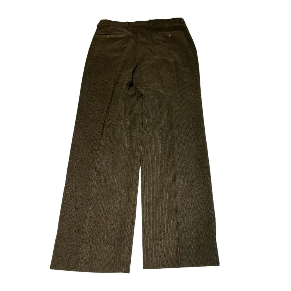 Vintage St. Croix Italy Men's Corduroy Pleated Cuffed Dress Pants Black Size 36